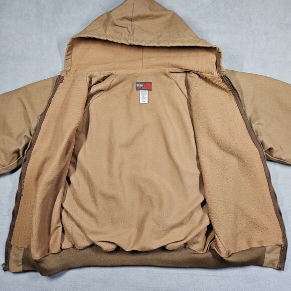 Vintage Red Kap Canvas Jacket Mens Large Hooded Full Zip Workwear Brown Tan Duck - Picture 7 of 13